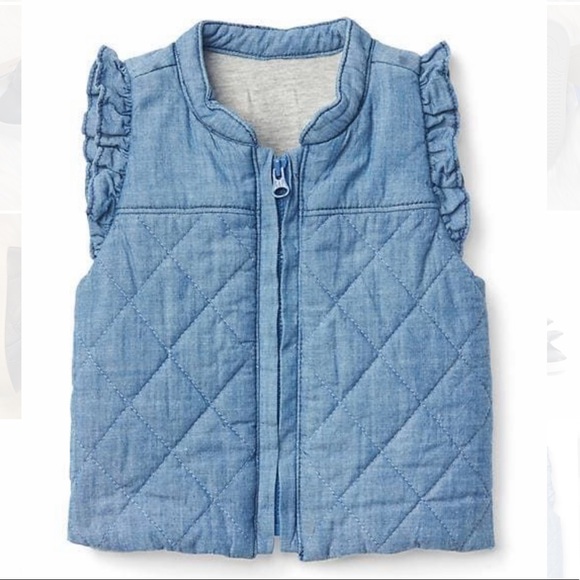 GAP baby girl quilted chambray vest - 6-12 months